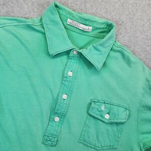 Criquet‎ Polo Shirt Short Sleeve Men's L Solid Green Organic Cotton Chest Pocket